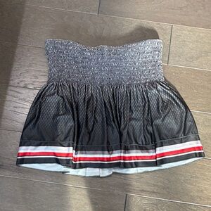 Lucky in Love Black Mini Skirt with Red and White Stripes